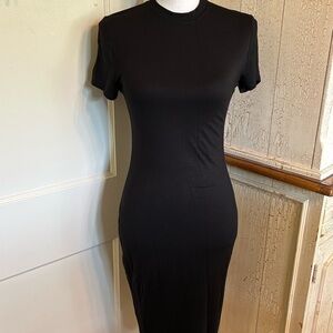 Black T-Shirt Style Midi Dress